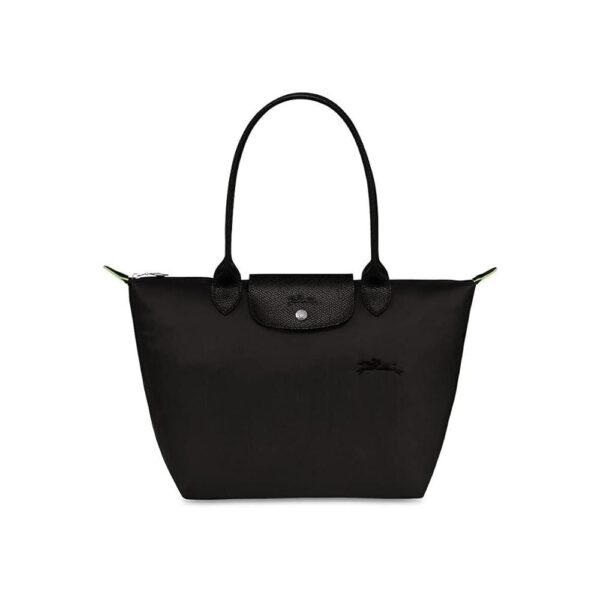 Longchamp L1899919 Women's Shoulder Leather Trim Tote Handbag, Large, Black